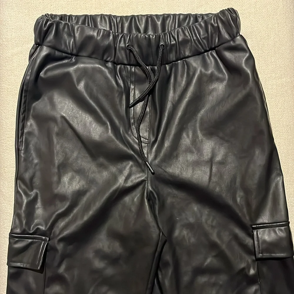 Ci‎ SONO faux leather black cargo joggers size S oversized pants